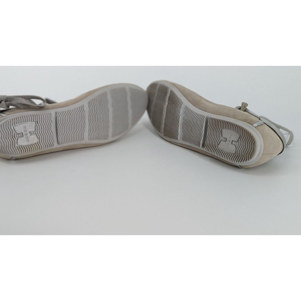 HOGAN SUEDE LACE UP BALLERINA FLAT Grey Silver sz 8.5 Italian - Picture 12 of 16